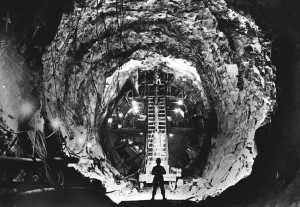 Workers inside tunnels making up part of the Scheme